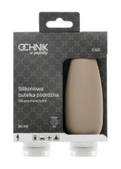 Buteleczki podróżne na kosmetyki AW-016-0001-1K(W26), widok produktu od przodu w opakowaniu na białym tle.