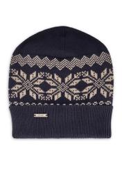 Granatowa bawełniana czapka męska CZAMT-0090-69(Z25), widok produktu od przodu na białym tle.