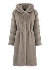 Gray long women's fur coat FUTDP-0052-91(Z24) pic. 5