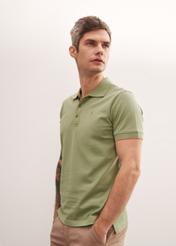 Zielona koszulka polo męska z logo POLMT-0045A-51(W24)