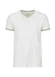 Biało-zielony T-shirt męski TSHMT-0069-12(W24)