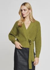 Sweter wiązany damski khaki SWEDT-0147-55(Z21)