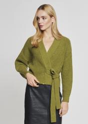 Sweter wiązany damski khaki SWEDT-0147-55(Z21)-01