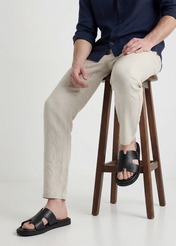 Czarne skórzane klapki męskie BUTYM-0535-99(W26)