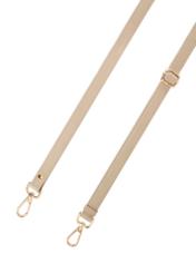 Beżowa skórzana torebka damska TORES-0911F-1B(W26) - zbliżenie na detal, na białym tle. 