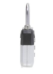 Srebrna szyfrowa kłódka TSA AW-015-0004-92(W25), widok produktu bokiem na białym tle.