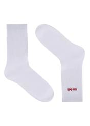 Białe długie skarpety damskie SKADT-0079-0B(W26), widok produktu z boku na białym tle.