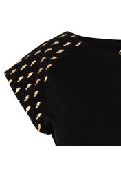 Black T-shirt with gold print for women TSHDT-0060-99(W21)-06