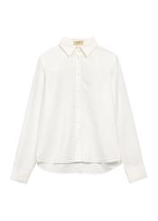 Biała koszula damska KOSDT-0180-0P(W26), widok produktu z przodu na białym tle.