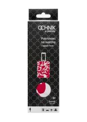 Różowy pokrowiec na dużą walizkę AW-013-0007-5P-L(W26), widok produktu w opakowaniu na białym tle.