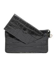 Czarna duża skórzana torebka croco TORES-1132-9G(Z26) - widok produktu z przodu, na białym tle. 