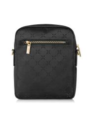 Black women's messenger bag with monogram TOREN-0257A-99(Z24)-04