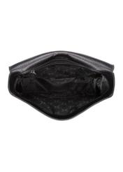 Czarna skórzana torebka damska na ramię TORES-1218-9I(W26), widok produktu w środku na białym tle.