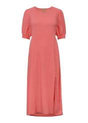 Różowa sukienka z rozcięciem SUKDT-0153-31(W23)-05