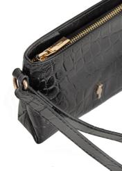 Black small croco leather women's wallet PORES-0919-97(Z24)-05