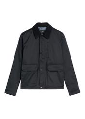 Czarna przejściowa kurtka męska KURMT-0419-99(W26), widok produktu z przodu na białym tle.