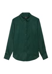 Ciemnozielona koszula damska KOSDT-0172-54(Z25), widok produktu od przodu na białym tle.