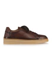 Brown leather men's sports shoes BUTYM-0478-89(Z24)-01