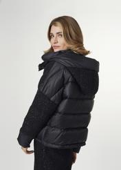 Krótka kurtka damska z tweedową tkaniną KURDT-0325-99(Z21)
