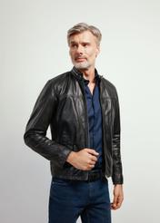 Men's leather jacket with stand-up collar KURMS-0261-5491(KS)