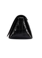 Czarna skórzana torebka damska croco TORES-1234-9G(W26), widok produktu od boku na białym tle.