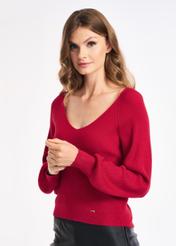 Różowy sweter dekolt V damski SWEDT-0150-34(Z22)