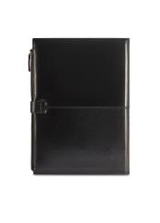 Czarna skórzana teczka męska TORMS-0480-99(Z25), widok produktu od tyłu na białym tle.