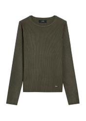 Prążkowany longsleeve damski LSLDT-0028-51(Z25), widok produktu przodem na białym tle.