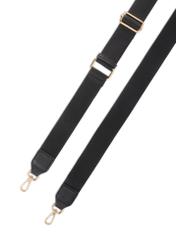 Mała czarna torebka damska TOREC-1174-99(W26), widok paska produktu na białym tle.