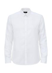 Lniana biała koszula męska KOSMT-0304-11(W23)