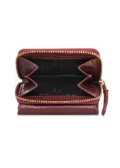 Mały rozkładany portfel damski skórzany PORES-0816-4C(W26), widok produktu w środku na białym tle.