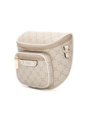 Kremowa nerka damska z monogramem TOREC-1157-0P(W26) - widok produktu po skosie, na białym tle. 