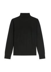 Wełniany golf męski w kolorze czarnym SWEMT-0198-99(Z26) - widok produktu z przodu, na białym tle. 