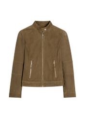 Skórzana kurtka damska w kolorze brązowym KURDS-0611-1H(W26) - widok produktu z przodu, na białym tle. 