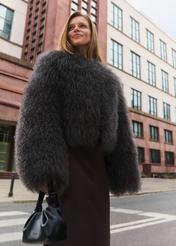 Brązowe krótkie futro naturalne FUTDF-0104-3178(Z25)