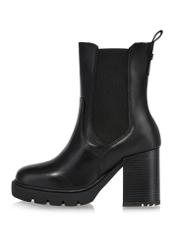 Black leather women's ankle boots with a heel BUTYD-1086-99(Z24)-05