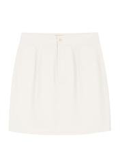 Kremowa denimowa spódnica mini SPCDT-0126-0B(W26) - widok produktu z przodu, na białym tle. 