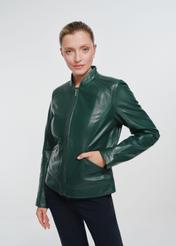 Green women's leather jacket KURDS-0492-2778(Z24)-01