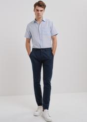 Granatowe lniane spodnie męskie SPOMT-0095-69(W24)