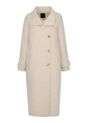 Beżowy długi płaszcz damski PLADT-0047-80(Z23)