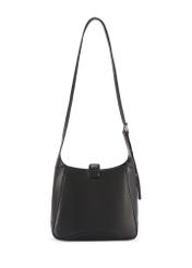 Czarna skórzana torebka na ramię TORES-1211-9I(W26) - widok produktu z tyłu, na białym tle. 