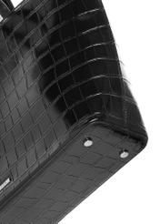 Czarna torebka shopper croco TOREC-1242-9G(Z26), zbliżenie na detal produktu na białym tle.