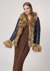 Skórzana kurtka damska o formie żakietowej KURDS-0256-5506(Z21)