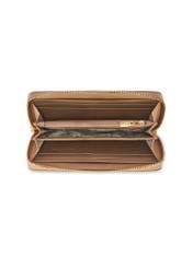 Beżowy skórzany portfel damski PORES-0800R-1B(W26) - widok produktu z góry, na białym tle. 