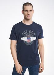 Granatowy T-shirt męski Top Gun TSHMT-0076-69(W24)