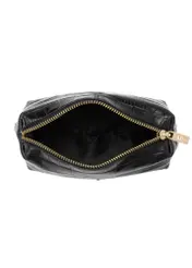 Czarna skórzana kosmetyczka croco TORES-1235-9G(W26), widok produktu w środku na białym tle.