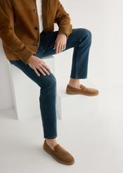 Camelowe skórzane mokasyny męskie BUTYM-0499-1D(W26)