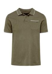 Koszulka polo khaki z bawełny POLMT-0079-55(W25), widok produktu z przodu na białym tle.