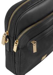 Black women's messenger bag with monogram TOREN-0257A-99(Z24)-06