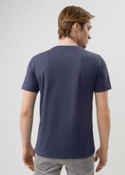 Granatowy T-shirt męski z logo TSHMT-0094-69(Z23)-02